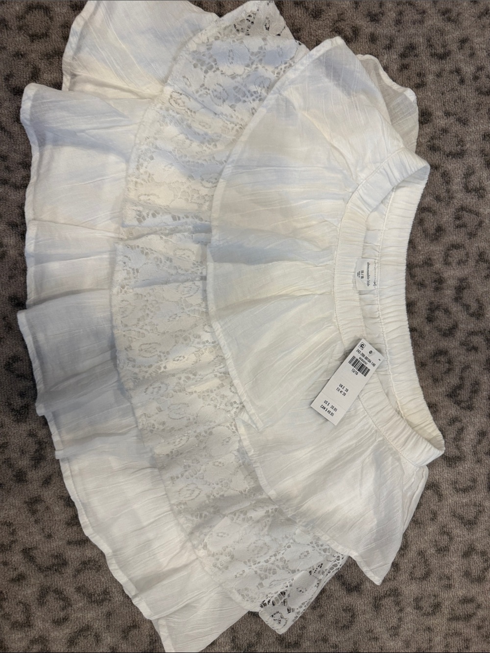 abercrombie kids White Layered Lace Ruffle Skirt